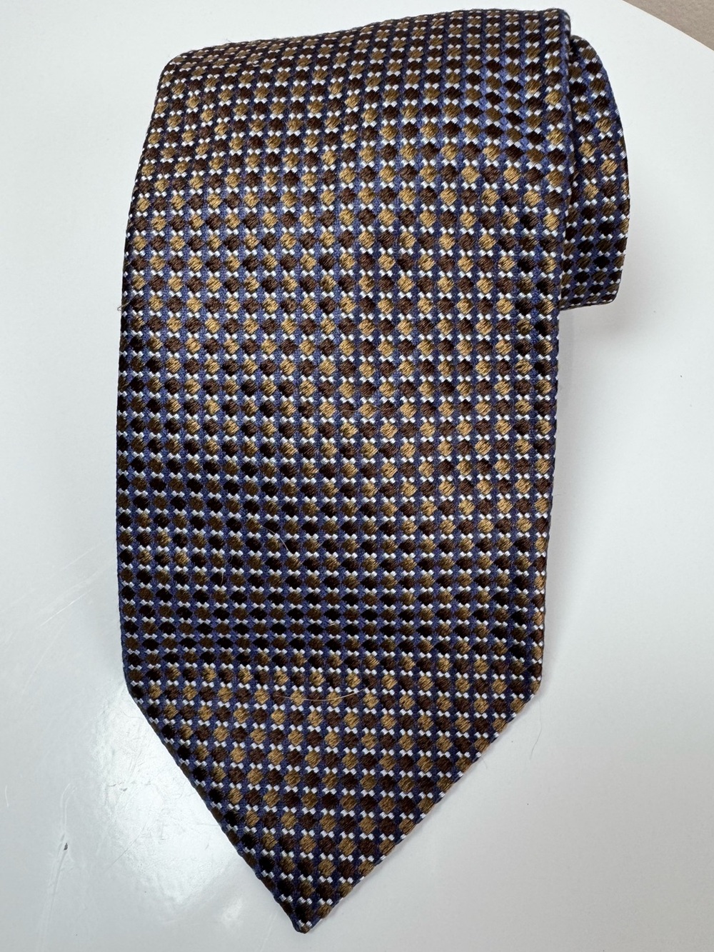 Faconnable 100% Italian Silk Tie Navy & Brown